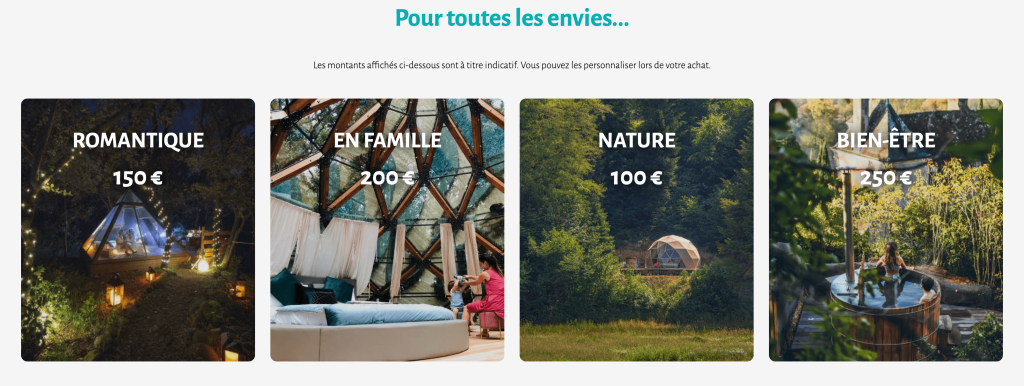 Budget moyen carte cadeau week-end insolite